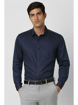 Van Heusen - Men Navy Blue Slim Fit Printed Shirt