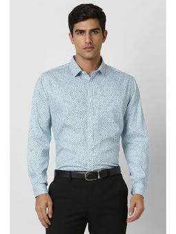 Van Heusen - Men Light Blue Slim Fit Printed Shirt