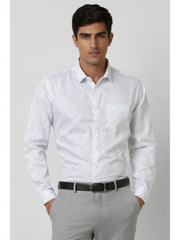Van Heusen - Men White Slim Fit Printed Shirt