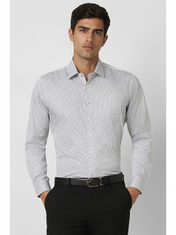 Van Heusen - Men White Slim Fit Printed Shirt