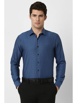 Van Heusen - Men Navy Blue Slim Fit Printed Shirt