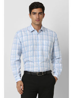Van Heusen - Men Light Blue Regular Fit Checks Shirt