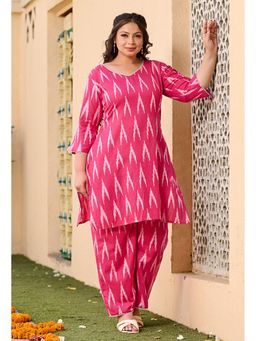 Desi Noor - Plus Size Rani Ikkat Printed Cotton Co-Ord (Set of 2)