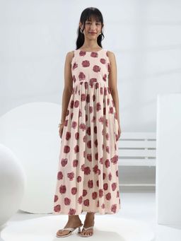 Libas - Off White Printed Flared Sleeveless Maxi Dress
