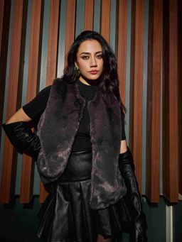 The Clothing Factory - Luxe Charcoal Grey Faux Fur Waistcoat