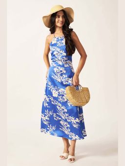 HOUSE OF SAL - Women Blue Bella Backless Satin Dress