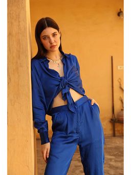 HOUSE OF SAL - Women Blue Satin Shirt