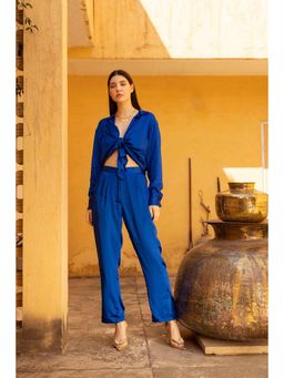 HOUSE OF SAL - Blue Satin Pant