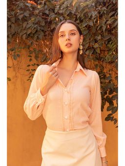 HOUSE OF SAL - Women Peach Wrinkled Shirt