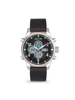 Reaction Kenneth Cole - Analogue-Digital Men Black Leather Strap Neo Watch KRWGD2191803