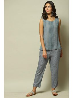 Biba - Navy Rayon Printed Palazzo