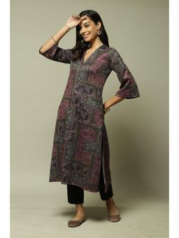 Biba - Oil Pink Straight Printed Kurta