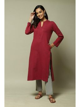 Biba - Berry Acrylic Straight Yarndyed Kurta