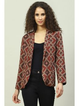 Biba - Black Viscose Straight Printed Jacket