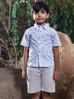 ZACH & KIKI - Blue Printed Vintage Paisley Shirt