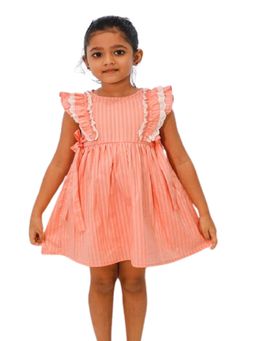 ZACH & KIKI - Pink Solid Vintage lace ruffle dress