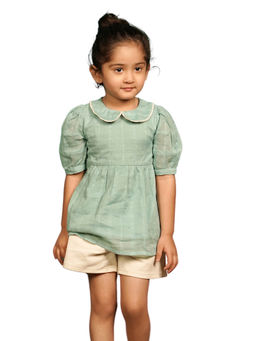 ZACH & KIKI - Green Solid Half Sleeves top