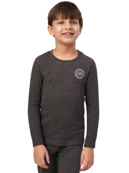 U.S. POLO ASSN. - Boys Dark Grey Ikwa Cotton Viscose Polyester Heathered Thermal T-shirt