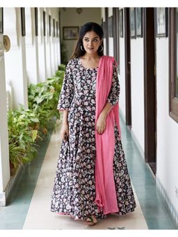 Ghoomar Jaipur - Black Jaal Kurta (Set of 3)