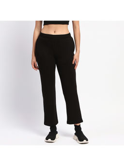 Madame - Msecret Solid Straight Fit Cotton Blend Black Trackpant