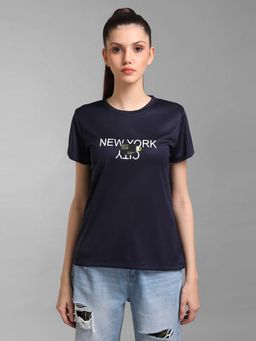 Kazo - Black Printed Round Neck T-Shirt