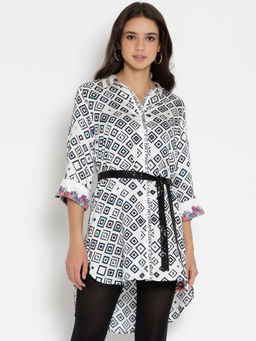 SHAYE - White Vibe Tunic Button Down Dress