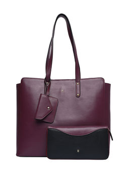 Horra - Womens Oversized Tote Bag with Coin Pouch for 14 Inch Laptop -Wine