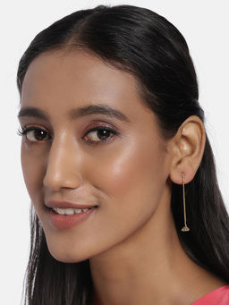 Accessher - Gold-Plated Ad Studded Single Line Handcrafted Drop Earrings For Women & Girls