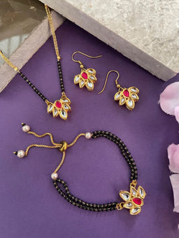 Digital Dress Room - Kundan Floral Design Mangalsutra Set