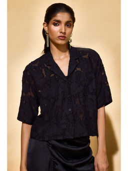 EchoStudio - Black Noir Self Design Shirt