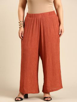 THE PINK MOON - Rust Crepe Knitted Palazzo Rust