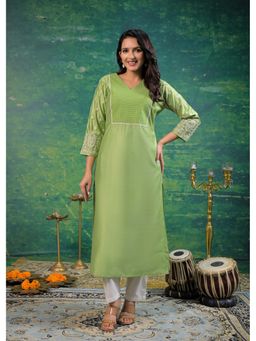 Autumnlane - Sarvari Celery Embroidered Kurta