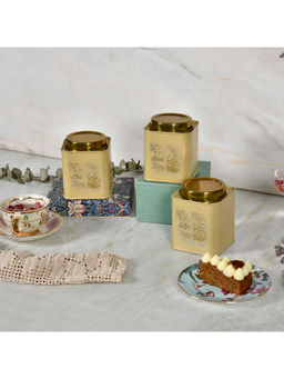 Living With Elan - Yellow Air-Tight Stainless Steel Square Container, Pack Of 3, 500ml