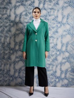 AAREIN - Green Long Sleeves Solid Woolen Casual Regular Fit Overcoat