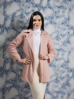 AAREIN - Peach Long Sleeves Solid Woolen Casual Regular Fit Winter coat
