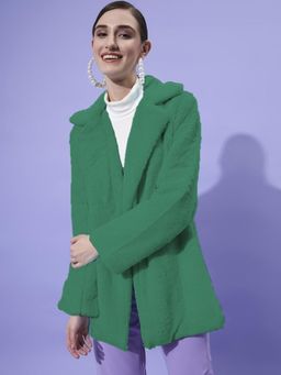 AAREIN - Green Long Sleeves Solid Woolen Casual Regular Fit Winter coat