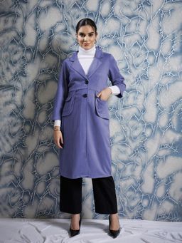 AAREIN - Blue Long Sleeves Solid Suede Casual Regular Fit Winter coat