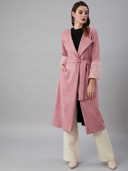 AAREIN - Pink Long Sleeves Solid Suede Formal Regular Fit Overcoat