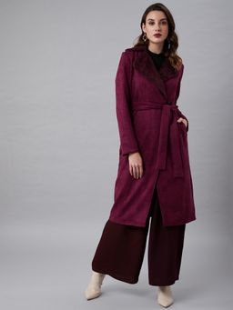 AAREIN - Purple Long Sleeves Solid Suede Formal Regular Fit Overcoat