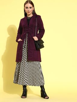 AAREIN - Wine Long Sleeves Solid Suede Casual Regular Fit Overcoat
