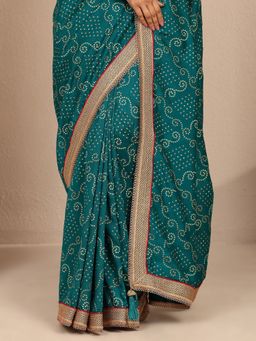 Libas - Women Blue Silk Blend Printed Saree and Unstitched Blouse Piece