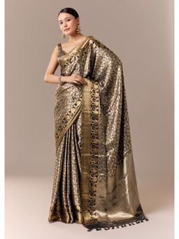 KALKI FASHION - Women Copper Silk Woven Saree and Unstitched Blouse Piece