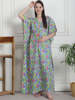 Secret Wish - Printed Multi Cotton Maternity Kaftan Nighty