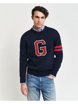 GANT - Men Navy Blue Solid Turtle Neck Full Sleeves Sweater