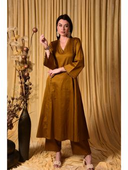 LAALZARI - Brown A-Line Co-Ord (Set of 2)