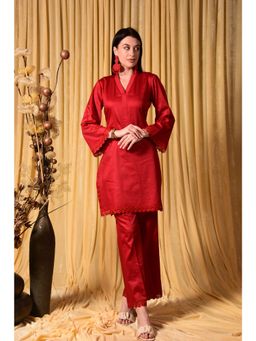 LAALZARI - Solid Red Co-Ord (Set of 2)
