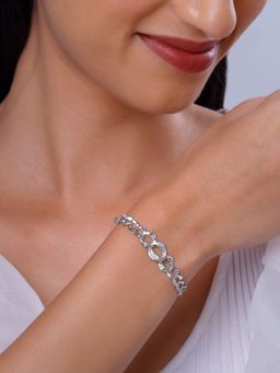 GIVA - 925 Silver Women Intertwined Chain Stone Adjustable Bracelet