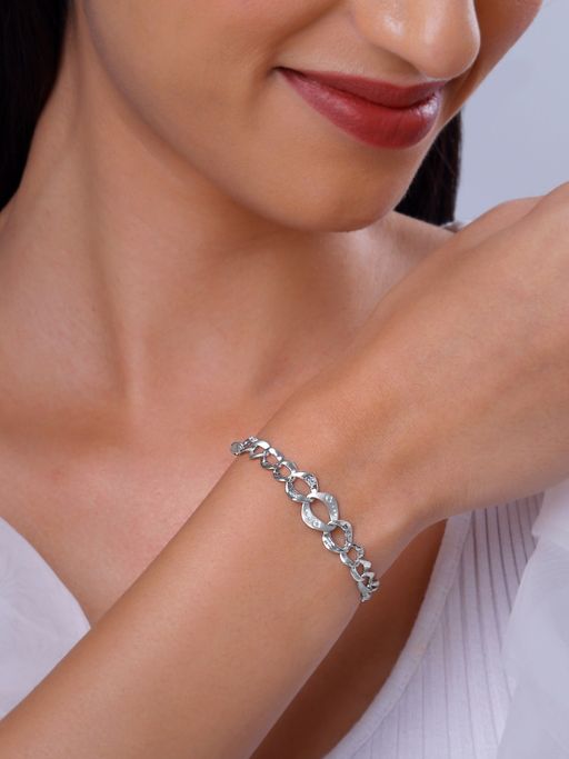 GIVA 925 Silver Women Intertwined Chain Stone Adjustable Bracelet