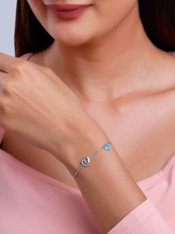 GIVA - 925 Silver Women Adore Love Blue Adjustable Bracelet