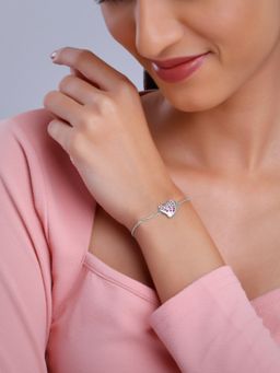 GIVA - 925 Silver Women Wave Shell Pink Stone Adjustable Bracelet